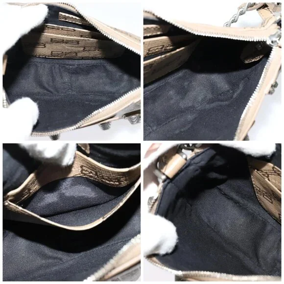 BALENCIAGA Chain Le Cagoule Mini Shoulder Bag Leather Beige Silver Auth bs27430 - Picture 15 of 16